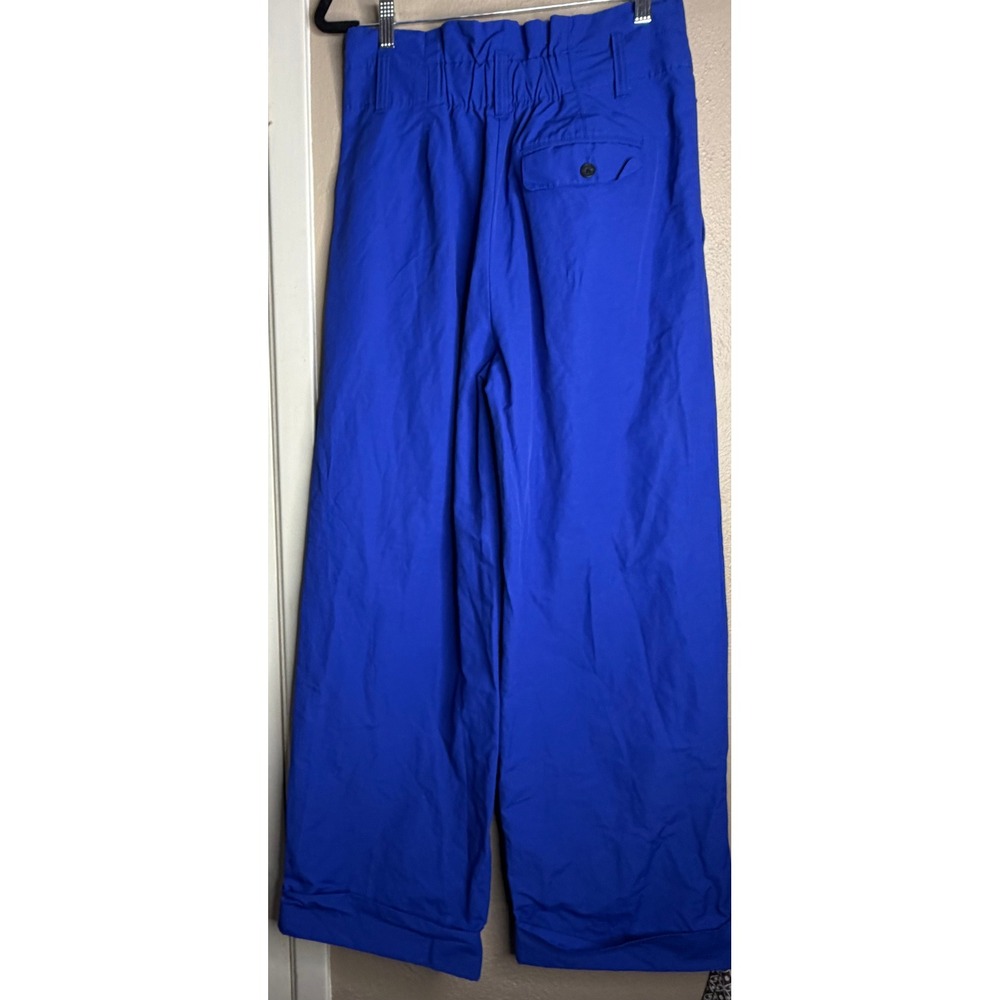 Banana Republic Womens Cobalt Blue Wide Leg Pleated High Rise Trousers Size 8L
